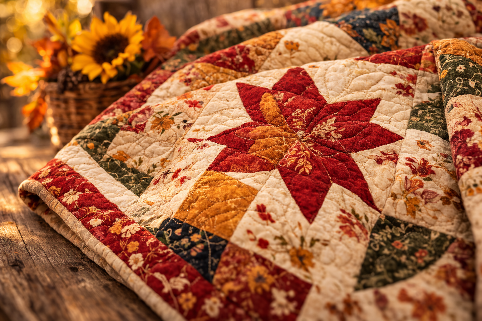 Warm quilting cotton fabrics in autumn tones